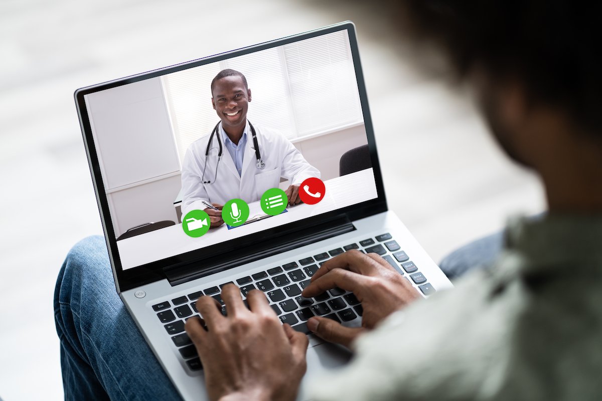 Telehealth consultation on laptop